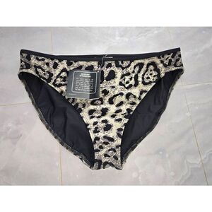 Shape FX Womens Size 12 Black/Grey Leopard Print Bikini Bottoms